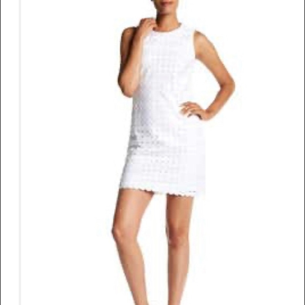 Calvin Klein white circle lace sheath dress